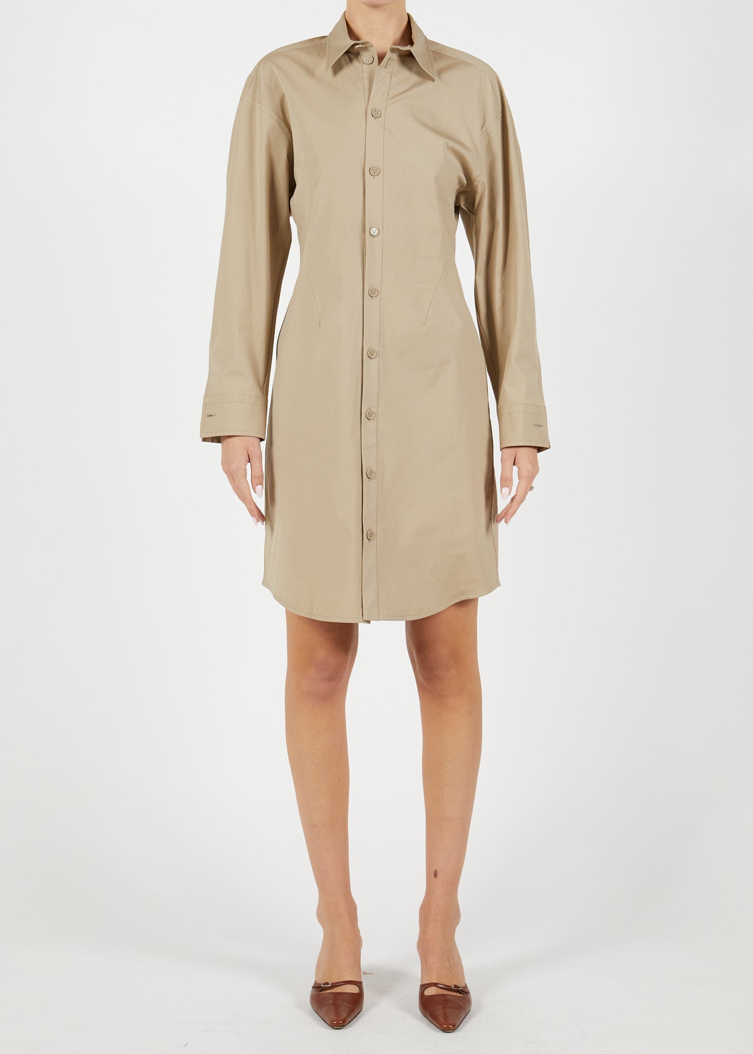 ワンピース BOTTEGA VENETA POPLIN SHIRT DRESS Striped cotton poplin shirt dress in blue - Bottega Veneta