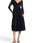 Lost Labels vintage black Philosophy di Lorenzo Serafini pleated nylon evening gown with long sheer sleeves