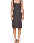 Lost Labels Dolce & Gabbana gray wool tailored dress with thick straps and a fitted silhouette on a model