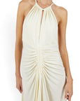 Lost Labels Proenza Schouler off-white viscose maxi dress with a halter neckline and ruched waist detail