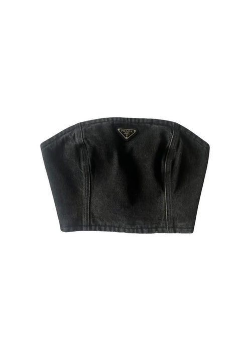 Prada Denim Bandeau and Mini Skirt Set