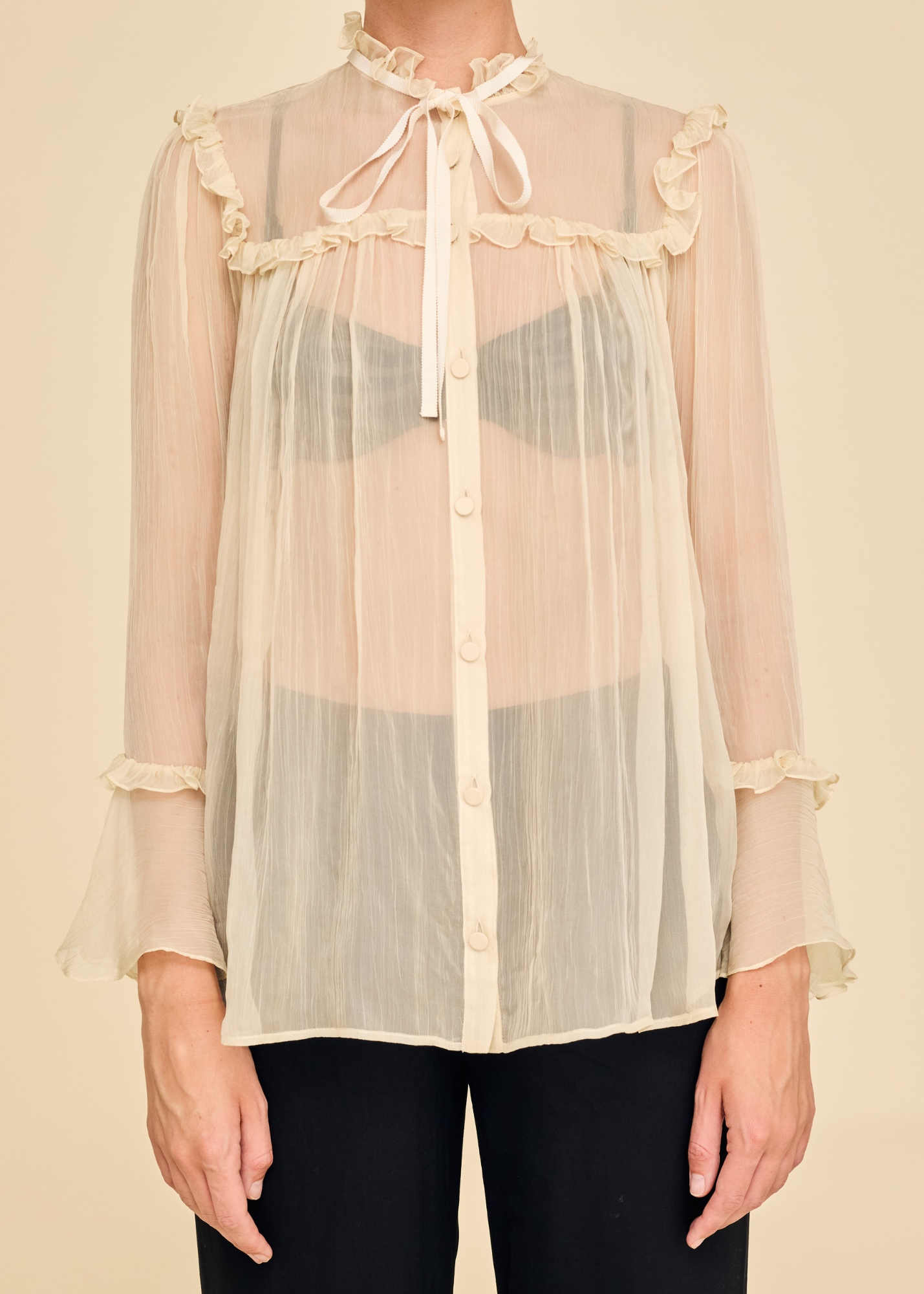 Gucci Ruffled Silk-Chiffon Blouse