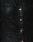 Lost Labels Chanel black linen midi dress featuring signature CC logo buttons and front chest pockets