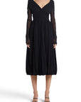 Lost Labels vintage black Philosophy di Lorenzo Serafini nylon evening gown with long sleeves and pleated skirt