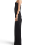 Lost Labels black strapless wide-leg tailored jumpsuit worn by a model in a side profile view.