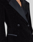 Lost Labels black velvet Redemption blazer dress with satin lapels and subtle shimmering dot details