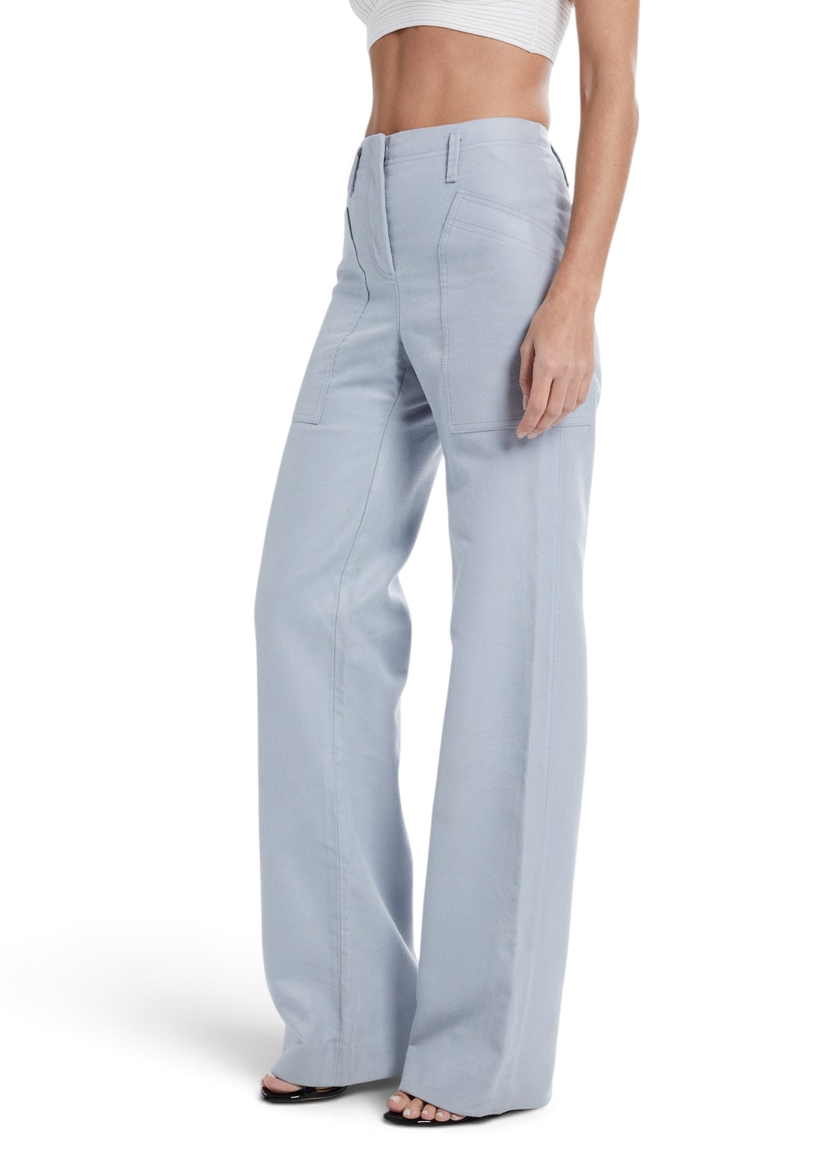 Lost Labels Bottega Veneta pre-owned light blue wide-leg trousers in a viscose and cotton blend