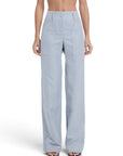 Lost Labels pre-owned Bottega Veneta light blue high-waisted trousers with front patch pockets in viscose blend