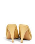 Lost Labels Bottega Veneta yellow leather high heel mules viewed from the back showing signature craftsmanship