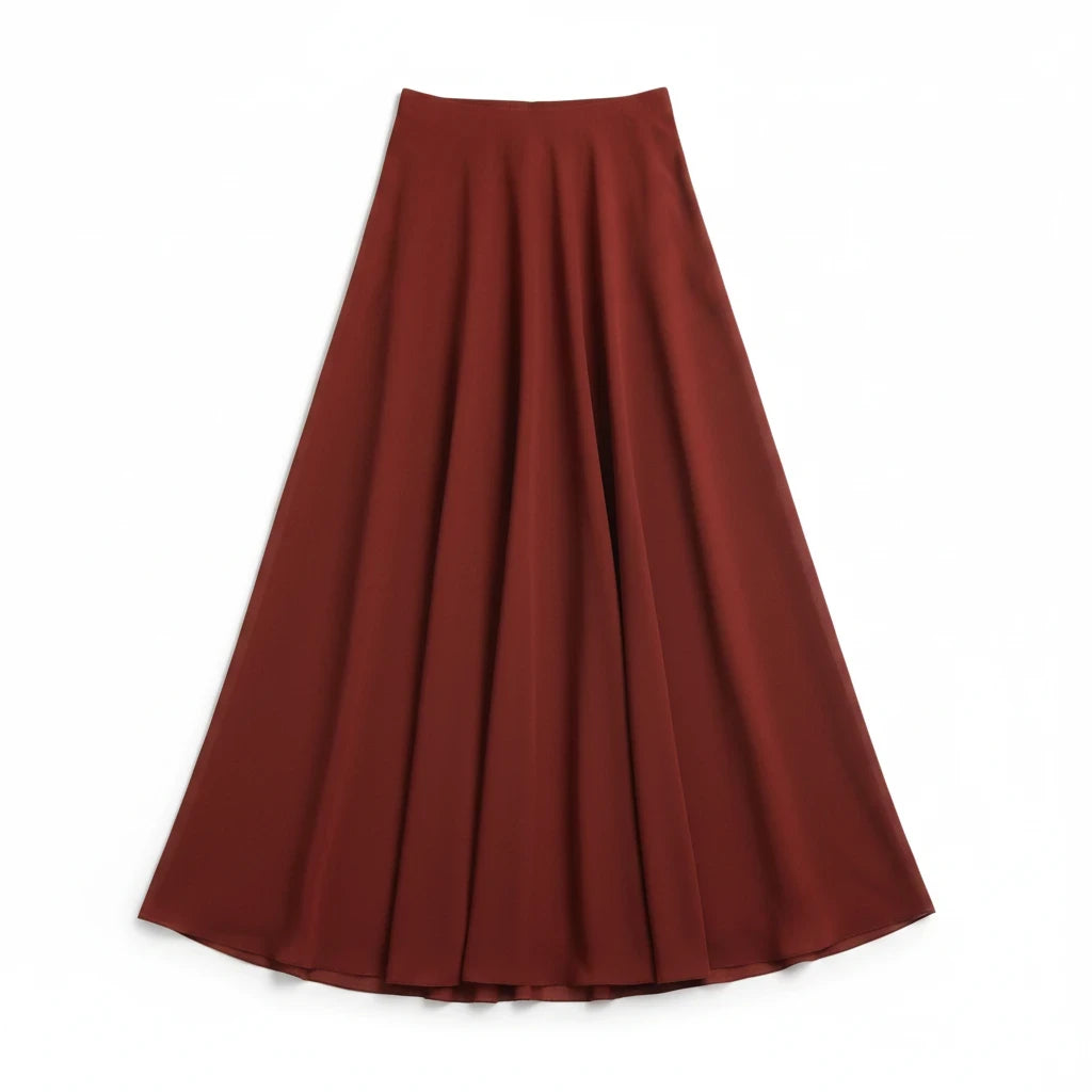 Lost Labels burgundy midi skirt by The Row featuring a fluid A-line silhouette and minimalist design