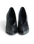 Lost Labels Celine black leather pointed-toe pumps with a deep V-cut vamp and stiletto heel.
