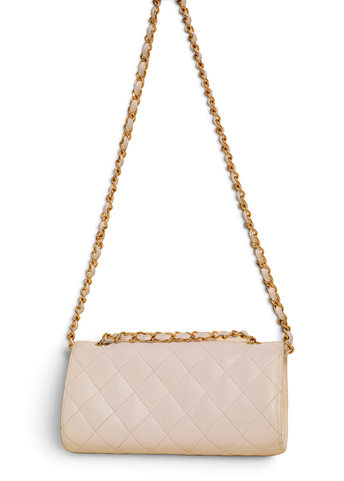 Lost Labels beige quilted Chanel bag with gold chain strap and refined craftsmanship