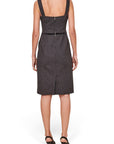 Lost Labels Dolce & Gabbana gray wool sleeveless tailored dress, back view showing zip closure and knee-length hem.