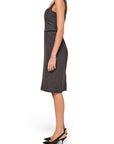 Lost Labels Dolce & Gabbana gray wool sleeveless tailored dress worn by a model in profile view