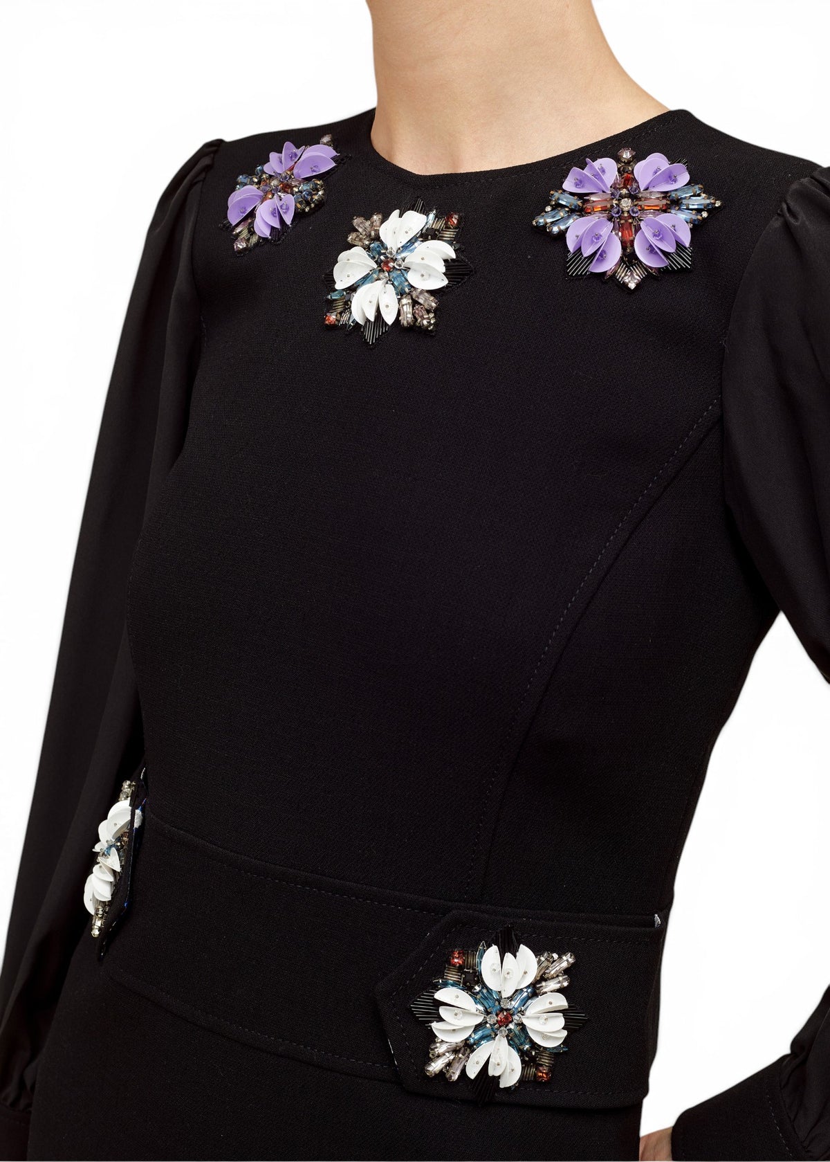 Lost Labels Emilio Pucci black dress featuring intricate floral beadwork and sequin embellishments on the bodice.