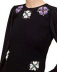 Lost Labels Emilio Pucci black dress featuring intricate floral beadwork and sequin embellishments on the bodice.