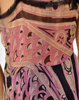Lost Labels vintage Emilio Pucci silk top featuring a vibrant pink and black geometric print from the 2000s
