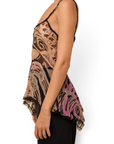 Lost Labels vintage Emilio Pucci silk camisole top with a vibrant 2000s abstract print and delicate lace trim