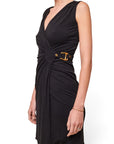 Lost Labels archival Gucci black one-shoulder knit dress with gold-tone hardware detail on the waist