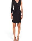 Lost Labels archival Gucci black one-shoulder knit dress with asymmetric draped waist and gold hardware detail.