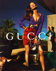 Lost Labels archival Gucci runway dress from Spring/Summer 2011 featuring a purple bodice and red skirt