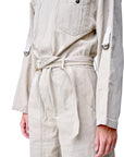 Lost Labels Isabel Marant Etoile beige cotton jumpsuit with a belted waist and utility style pockets