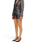 Lost Labels Isabel Marant silver lurex blazer-style jumpsuit with tailored shorts and long sleeves
