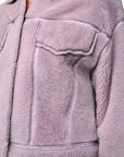 Lost Labels 3.1 Phillip Lim lilac faux shearling coat with a tailored collar and front pocket detail