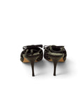 Lost Labels Manolo Blahnik black heels with a delicate bow detail and slim stiletto heel, back view