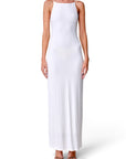 Lost Labels Nili Lotan white maxi dress in a soft viscose blend with a relaxed silhouette and high neckline