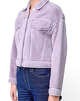 Lost Labels 3.1 Phillip Lim lavender faux shearling cropped jacket with button-up front and chest pockets