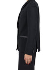 Lost Labels Proenza Schouler black double-breasted blazer in a textured wool blend with tailored side view