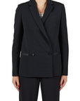 Lost Labels Proenza Schouler black double-breasted blazer in a textured wool blend with tailored lapels
