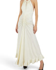 Lost Labels Proenza Schouler off-white viscose maxi dress with a halter neckline and ruched front detail