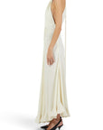 Lost Labels Proenza Schouler off-white viscose maxi dress with a halter neckline and ruffled hem, side view
