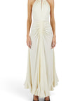 Lost Labels Proenza Schouler off-white viscose maxi dress with a halter neckline and ruched waist detail