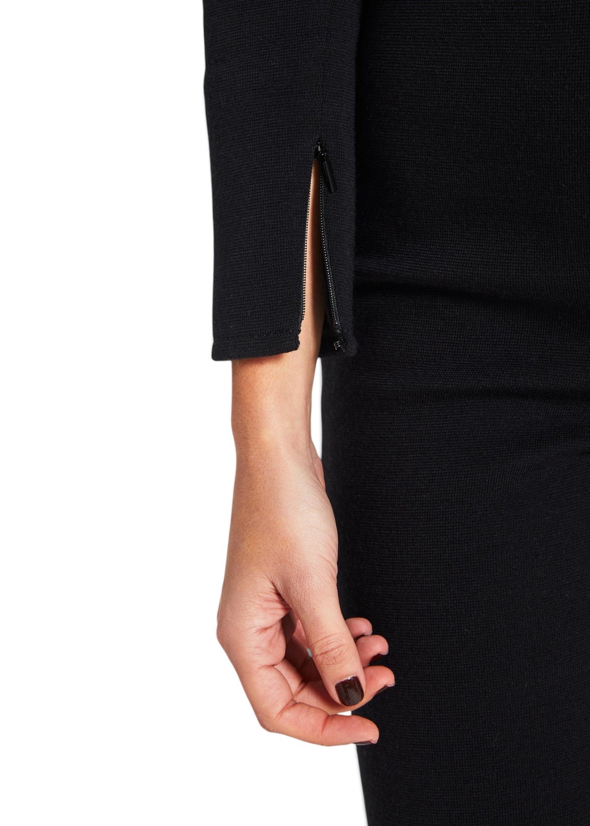 Lost Labels Saint Laurent black wool blend jumpsuit sleeve detail with side zipper closure