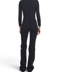 Lost Labels Saint Laurent black wool-blend long-sleeve jumpsuit, back view on a model
