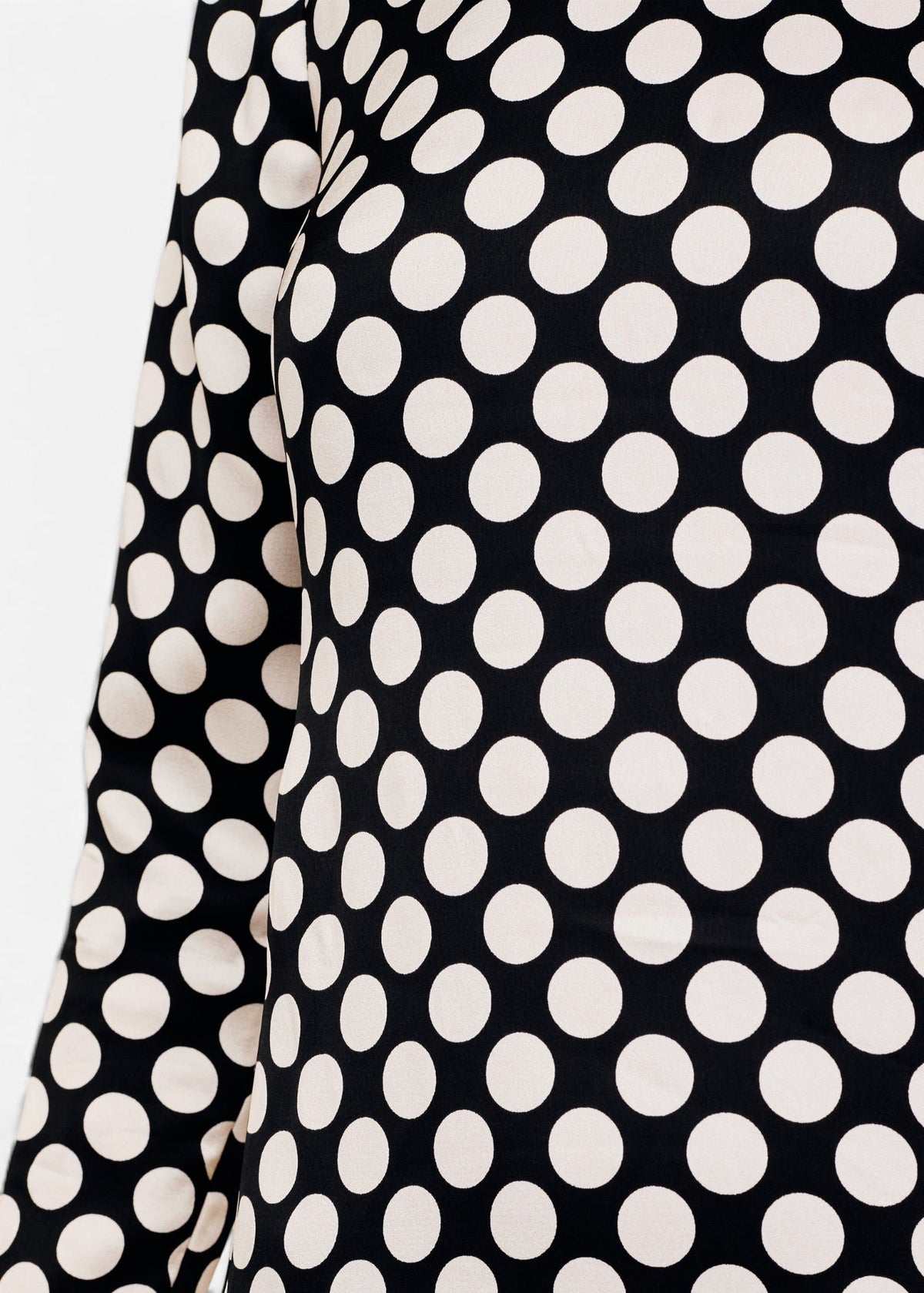Lost Labels Saint Laurent black and white polka dot long sleeve mini dress close up