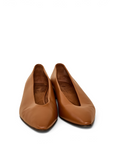Lost Labels Loro Piana tan leather pointed toe flats with a minimalist design and refined Italian craftsmanship