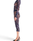 Lost Labels Thierry Mugler purple and black animal print midi dress in a sculptural, form-fitting polyamide blend.