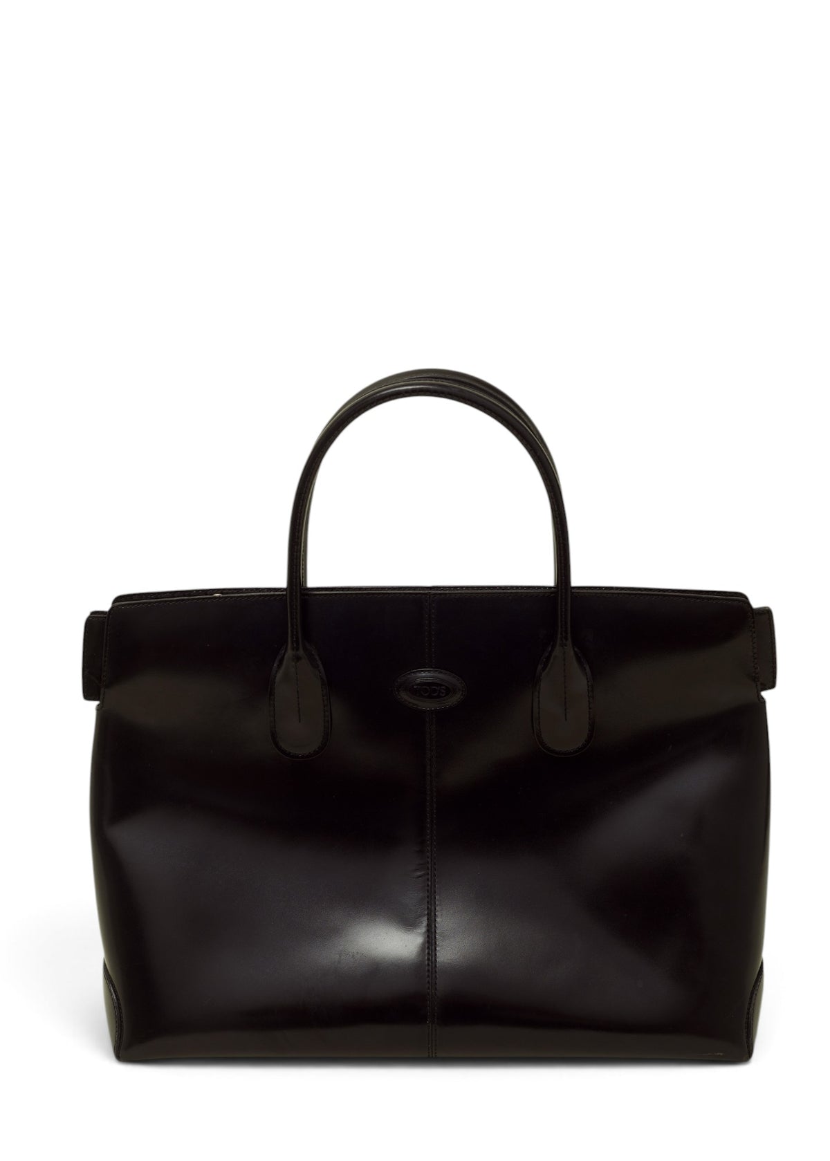 Lost Labels vintage black leather Tod's handbag with structured silhouette and top handles