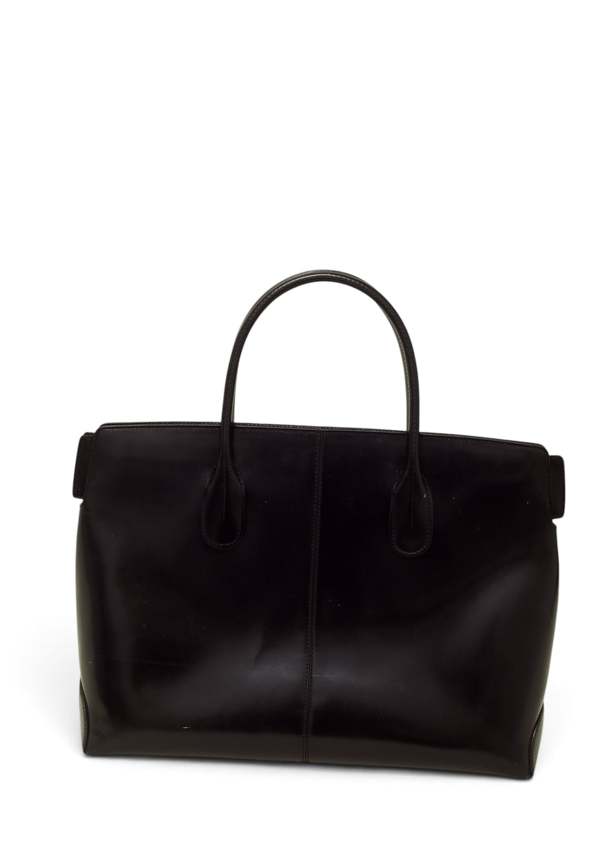 Lost Labels vintage Tod's black leather handbag with a structured silhouette and dual top handles