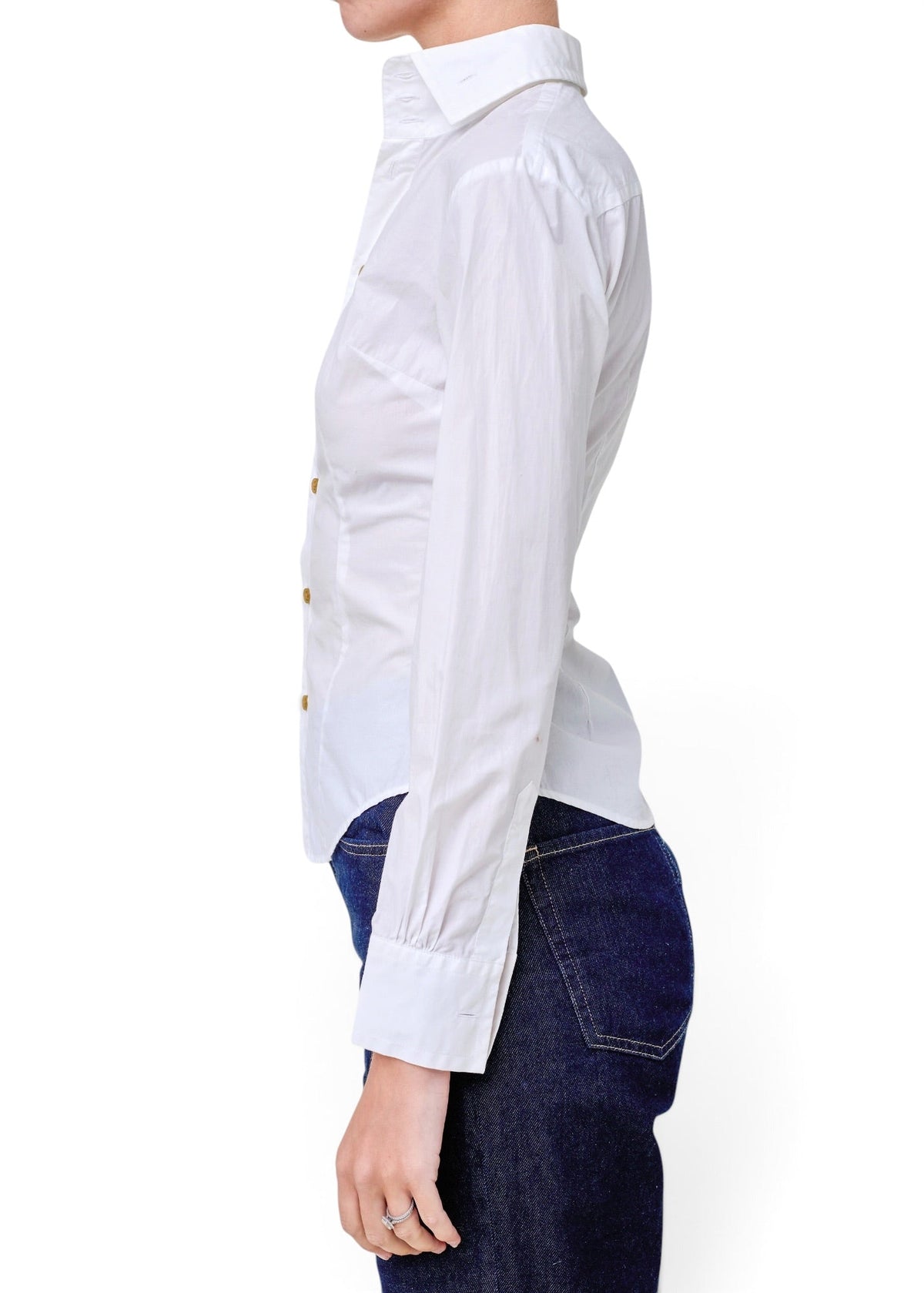 Lost Labels Vivienne Westwood white slim-fit cotton button-down shirt with long sleeves and contrast buttons