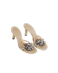 Chanel vintage mother of pearl button mules