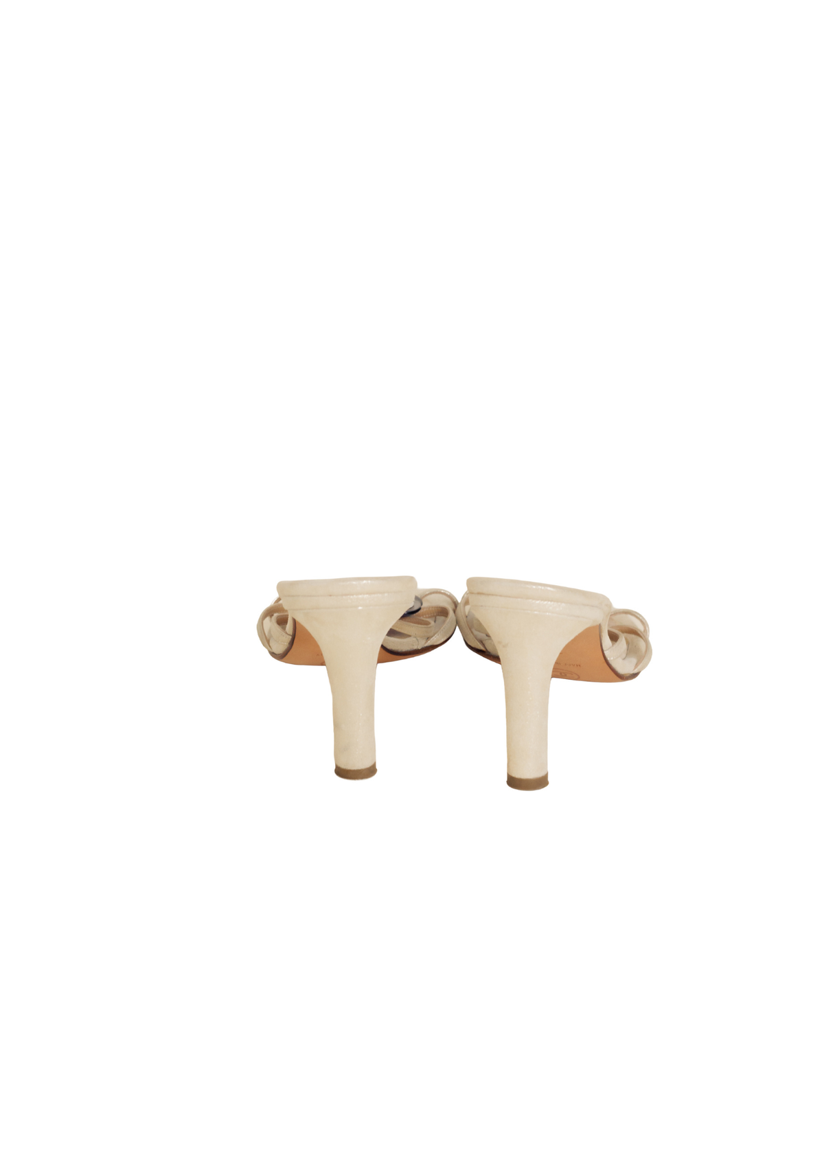Chanel vintage mother of pearl button mules